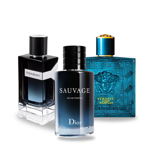 Промоционален пакет: 3 парфюма – Dior Sauvage, Yves Saint Laurent Y Men и Versace Eros 100ml