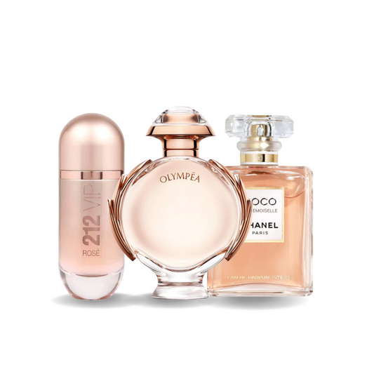 Промоционален пакет: 3 парфюма – Carolina Herrera 212 VIP Rosé, Paco Rabanne Olympea и Chanel Coco Mademoiselle 100ml