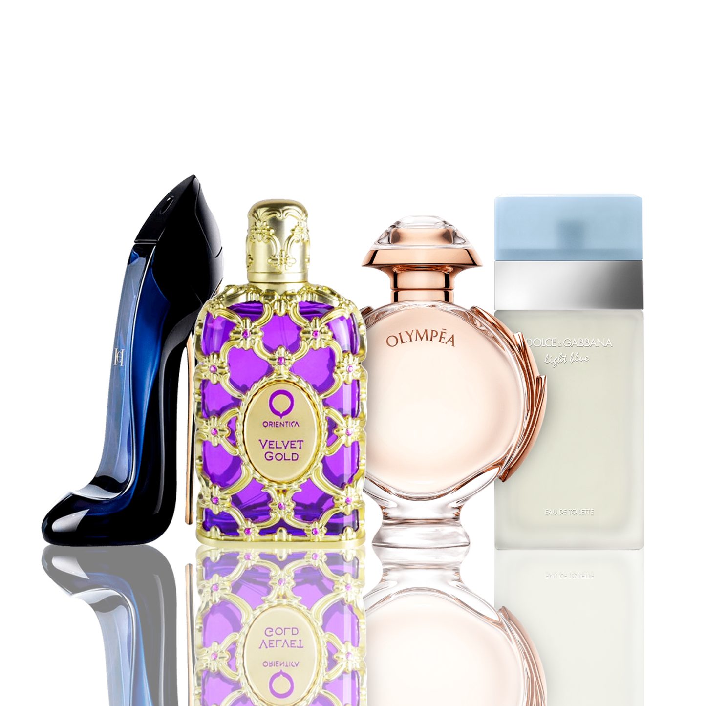 Промоционален пакет: 4 парфюма – Light Blue, Orientica Velvet Gold, Good Girl и Olympea 100ml