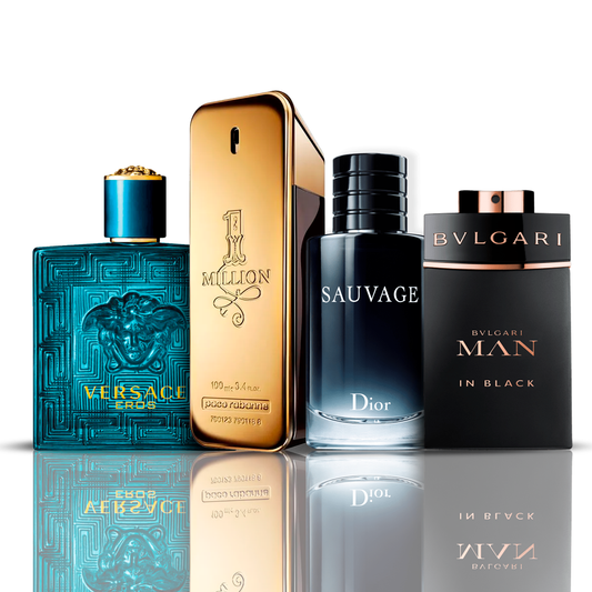 Промоционален пакет: 4 парфюма – Eros Versace, One Million Paco Rabanne, Bvlgari Man in Black и Sauvage Dior 100ml